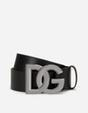 Dolce & Gabbana Black Belt With Buckle Closure And Interwoven Design In Leather Man In Black