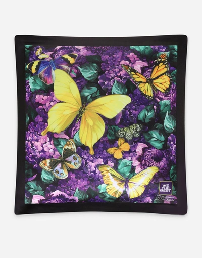 Dolce & Gabbana Butterfly-print Silk Pillow Cover In Multicolor