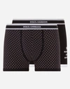 DOLCE & GABBANA SOLID-COLOR AND POLKA-DOT-PRINT STRETCH COTTON BOXERS TWO-PACK