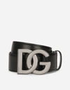 Dolce & Gabbana Black Belt With Buckle Closure And Interwoven Design In Leather Man In Black