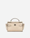 Dolce & Gabbana Small Metallic Ostrich Leather Sicily 62 Soft Bag In Grey