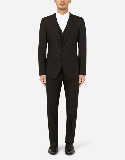 Dolce & Gabbana Wool And Silk Martini-fit Suit In Black