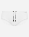 Dolce & Gabbana White Swim Briefs With Branded Drawstring And Logo Tag In White