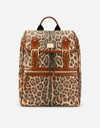 DOLCE & GABBANA LEOPARD-PRINT CRESPO BACKPACK WITH BRANDED PLATE