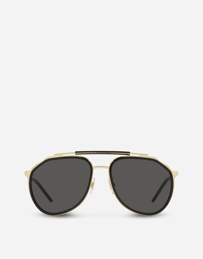 Dolce & Gabbana Madison Sunglasses In Gold And Shiny Black