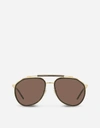 Dolce & Gabbana Madison Pilot Frame Sunglasses In Gold And Havana