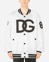 Dolce & Gabbana White Dg Logo Polyester Jersey Bomber Jacket In White