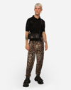 DOLCE & GABBANA SHORT-SLEEVED WOOL JACQUARD POLO-SHIRT WITH DG DETAILING