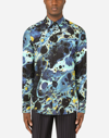 Dolce & Gabbana Marbled Print Martini Shirt In Multicolor