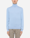 Dolce & Gabbana Extra-fine Cashmere And Silk Turtleneck Sweater In Azure