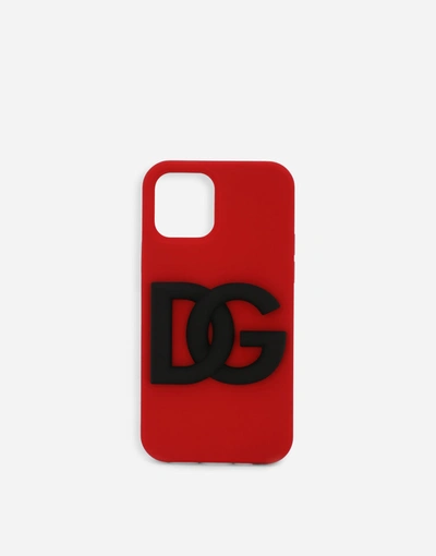 Dolce & Gabbana Rubber Iphone 12 Pro Cover With Dg Logo In Red
