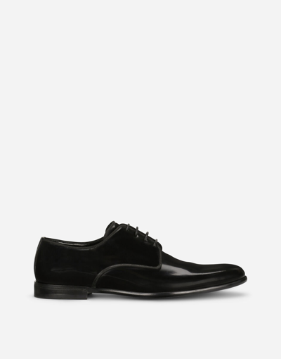 Dolce & Gabbana Calfskin Derby Shoes In Black