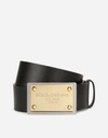 Dolce & Gabbana Lux Leather Belt With Branded Buckle In Black