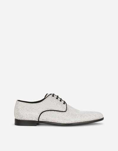 Dolce & Gabbana Derby Shoes With Fusible Rhinestones In Azure