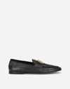 Dolce & Gabbana Dolce&gabbana Black Moccasin With Logo Plaque In Black