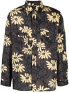Nanushka Zander Floral-print Linen-blend Shirt In Brown