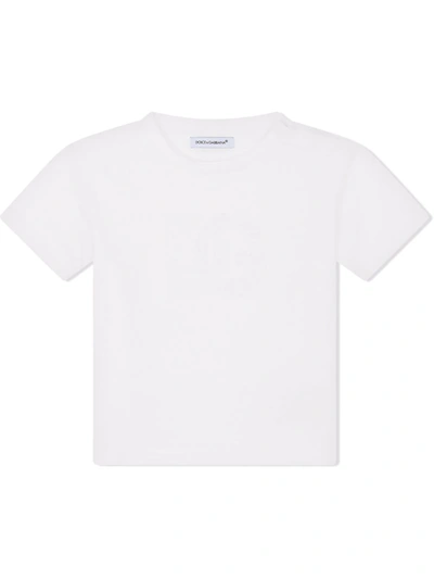 Dolce & Gabbana Babies' Dg-logo Cotton T-shirt In White