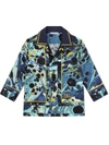 Dolce & Gabbana Boys Teen Blue Silk Marble Shirt In Blue