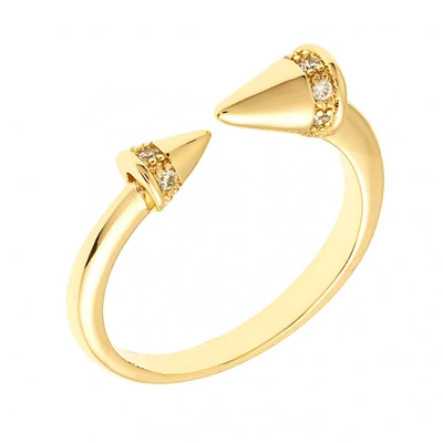 Sole Du Soleil Lupine Collection Women's 18k Yg Plated Spike Fashion Ring Size 8 In Gold Tone,yellow