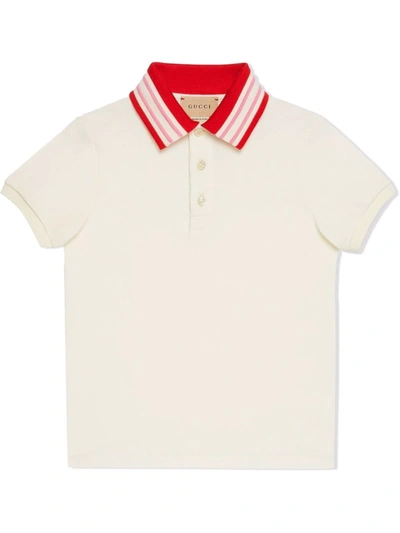 Gucci Kids' Cotton Pique Polo Shirt In White