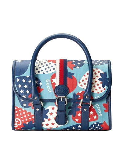 Gucci Kids' Strawberry Tote Bag In Blue