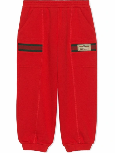 Gucci Kids' Logo Label Track Pants In Red