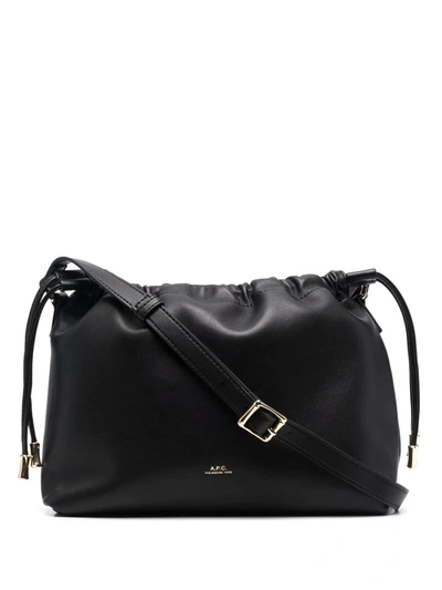 APC LEATHER-EFFECT DRAWSTRING CROSSBODY BAG