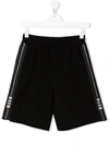 Msgm Black Bermuda Shorts With White Print In Black