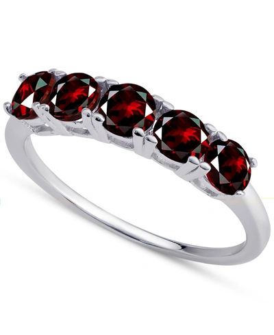 Macy's Rhodolite Garnet Five Stone Ring (1-3/4 Ct. T.w.) In Sterling Silver