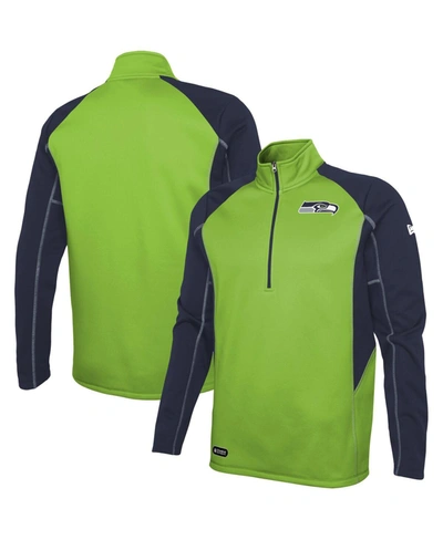 New Era Men's Neon Green Seattle Seahawks Combine Authentic Two-a-days Half-zip Jacket