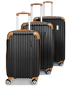 Miami Carryon Collins 3 Piece Expandable Retro Spinner Luggage Set In Black