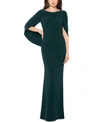 Betsy & Adam Petites Womens Drapey Long Evening Dress In Forest