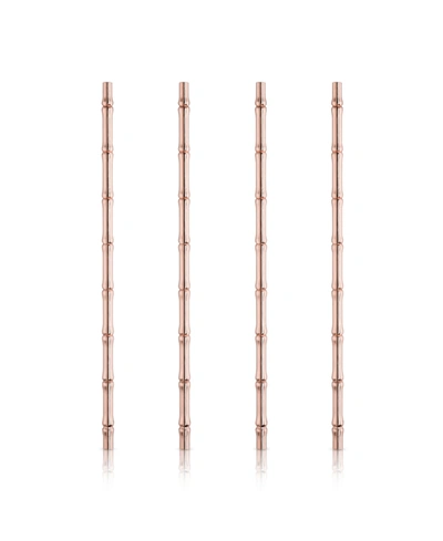 Viski Bamboo Straws, Set Of 4 In Copper