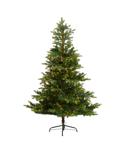 Nearly Natural North Carolina Spruce Artificial Christmas Tree With 350 Clear Lights And 631 Bendable Branches, 6' In Green