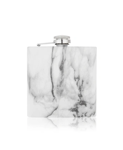 True Brands Marble Stainless Steel Hip Flask In White