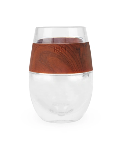 Host Wine Freeze Cooling Cup In Wood Single In Clear
