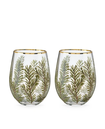 Twine Woodland Stemless Wine Glasses, Set Of 2 In Green