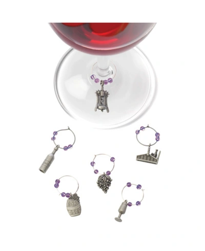 True Brands Winery Pewter Wine Charms, Set Of 6 In Metallic