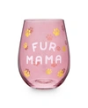 Blush Fur Mama Stemless Wine Glass In Pink