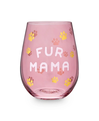 Blush Fur Mama Stemless Wine Glass In Pink
