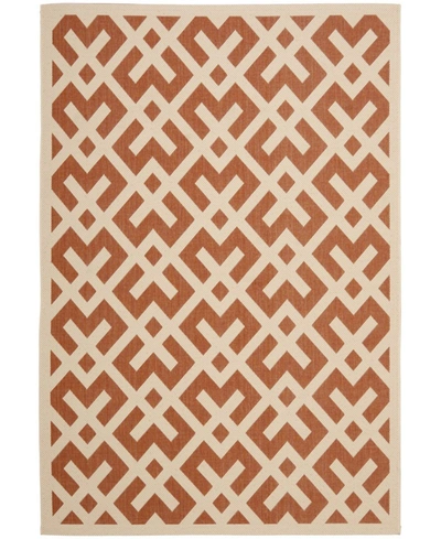 Safavieh Courtyard Cy6915 Terracotta And Bone 5'3" X 7'7" Outdoor Area Rug In Red
