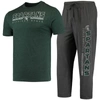 CONCEPTS SPORT CONCEPTS SPORT HEATHERED CHARCOAL/GREEN MICHIGAN STATE SPARTANS METER T-SHIRT & PANTS SLEEP SET