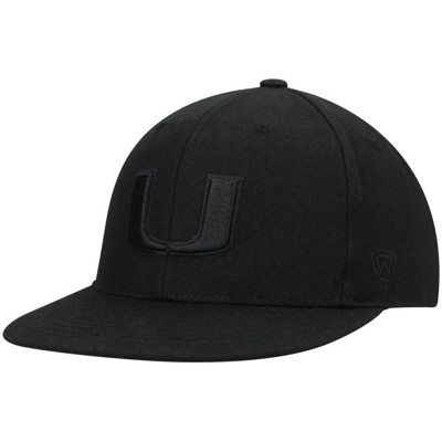 Top Of The World Miami Hurricanes Black On Black Fitted Hat