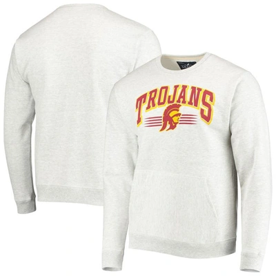 League Collegiate Wear Heathered Gray Usc Trojans Upperclassman Pocket Pullover Sweatshirt In Heather Gray