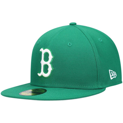 New Era Men's Green Boston Red Sox Logo White 59fifty Fitted Hat
