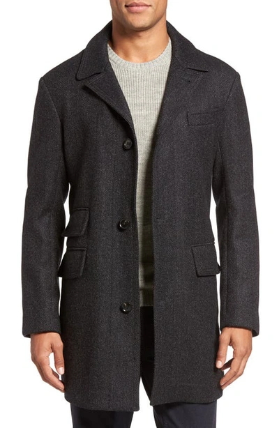Billy Reid 'astor' Three-button Herringbone Overcoat In Grey