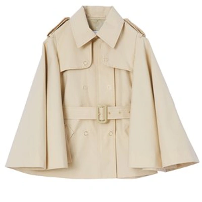 Burberry Kids' Cotton Trench Coat With Flared Sleeves In Beige