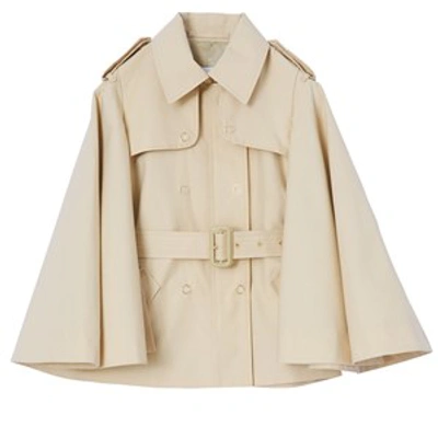 Burberry Kids' 喇叭袖风衣 In Beige