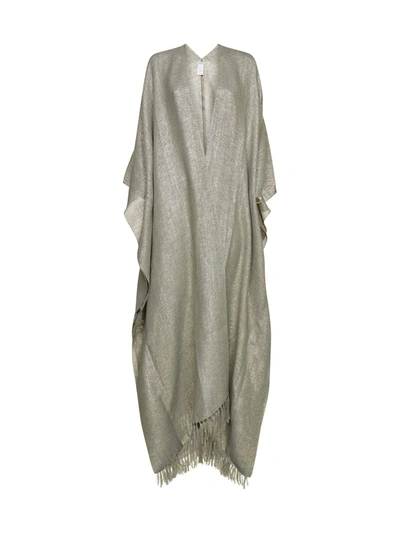 Brunello Cucinelli Metallic-finish Knitted Long Cape In Gold