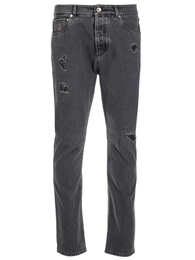 BRUNELLO CUCINELLI BRUNELLO CUCINELLI LOGO PATCH STRAIGHT LEG JEANS